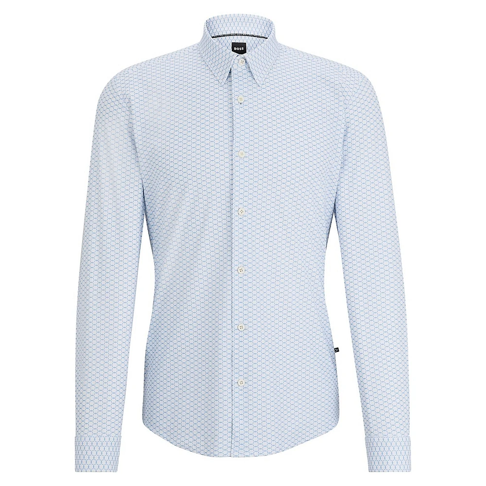 Roan Slim-Fit Performance-Stretch Jersey Geo-Print Shirt