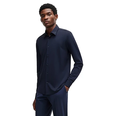 Slim-Fit Performance-Stretch Jersey Casual Shirt