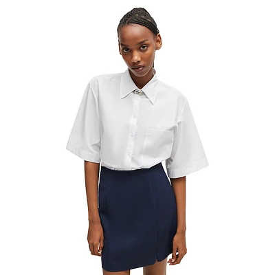 Relaxed-Fit Paper-Touch Cotton Poplin Blouse