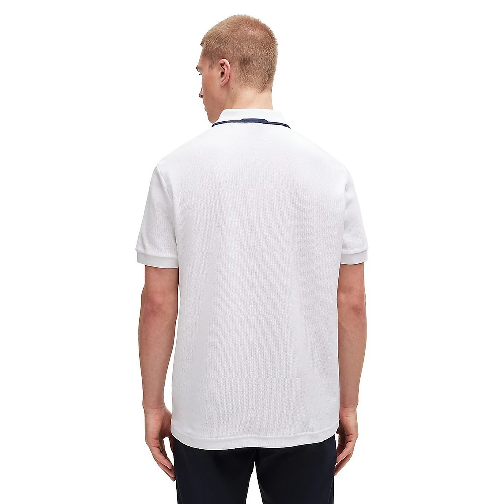 Honeycomb-Cotton & Contrast Logo Polo Shirt