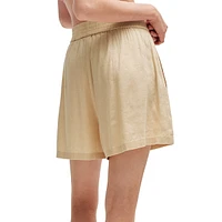 Linen-Blend Wide-Leg Shorts