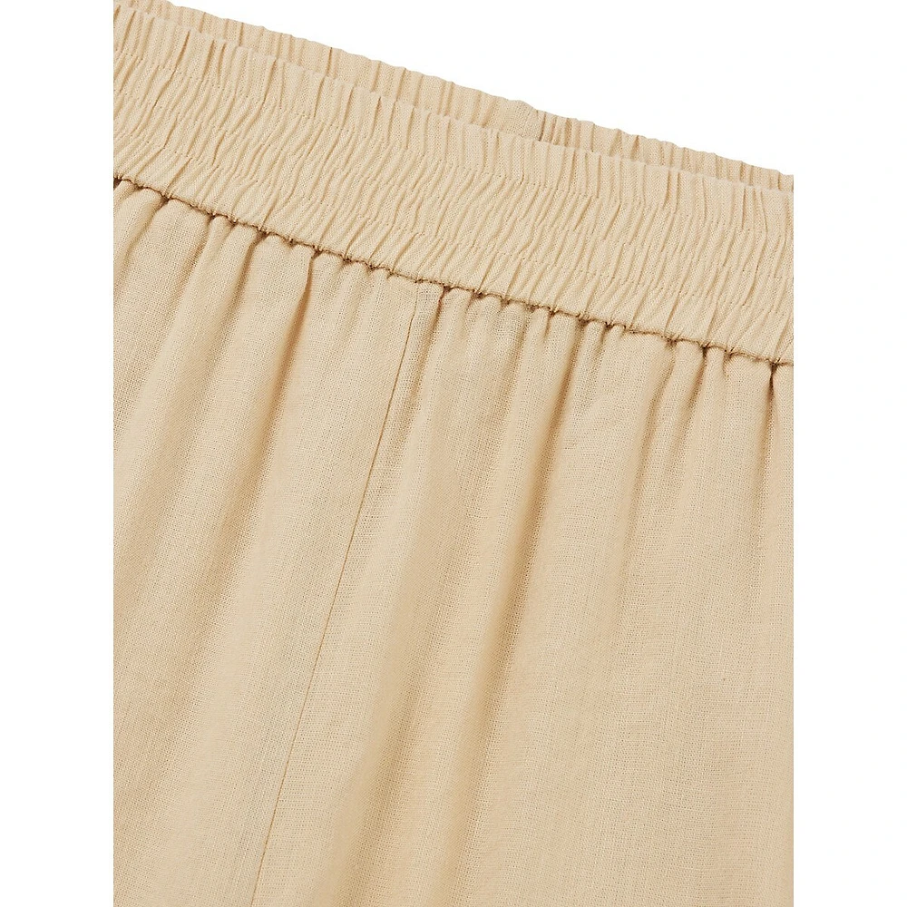 Linen-Blend Wide-Leg Shorts