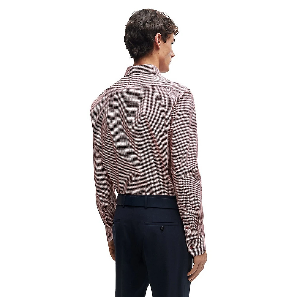 Geometric-Print Stretch-Poplin Shirt