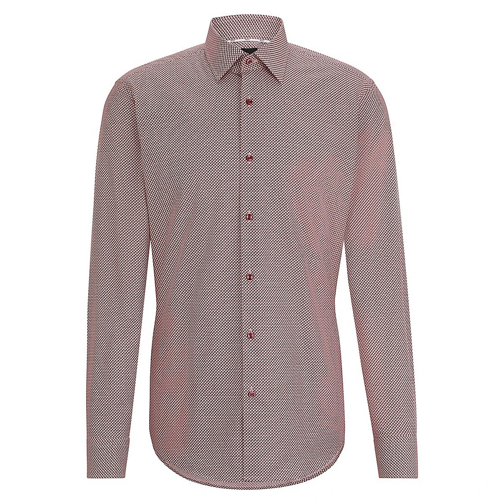 Geometric-Print Stretch-Poplin Shirt