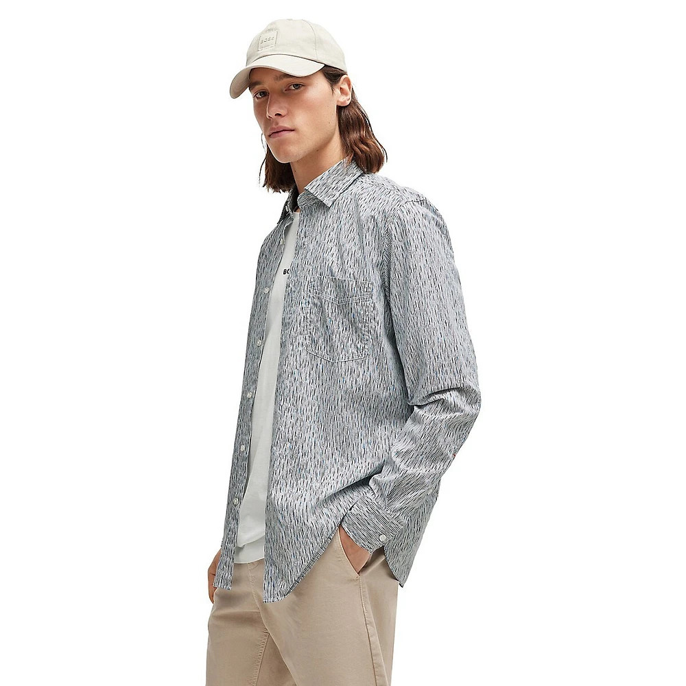 Regular-Fit Printed Cotton Poplin Shirt