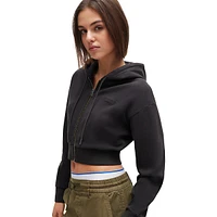 Stretch-Cotton Cropped Hoodie With Embroidered Logo
