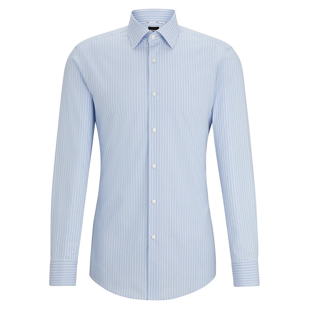 Slim-Fit Striped Easy-Iron Stretch Cotton Dress Shirt