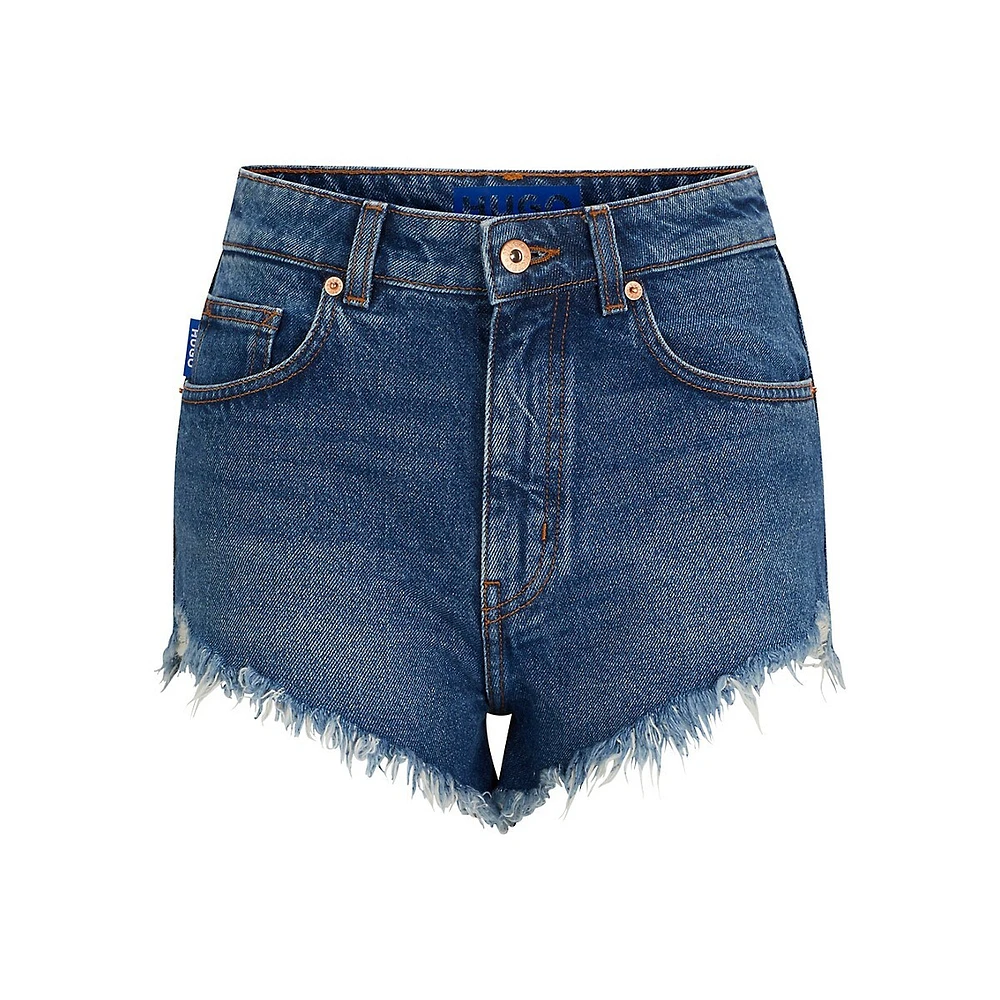 Regular-Fit Frayed Denim Shorts