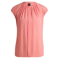 Regular-Fit Cap-Sleeved Blouse With Gathered Details