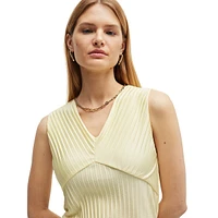 Plissé Pleated Jersey-Knit Sleeveless Top