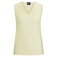 Plissé Pleated Jersey-Knit Sleeveless Top