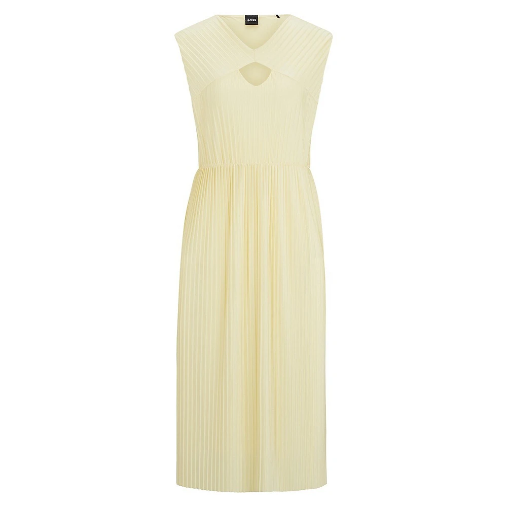 Sleeveless High-Shine Plissé Dress