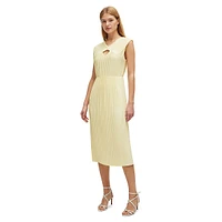 Sleeveless High-Shine Plissé Dress