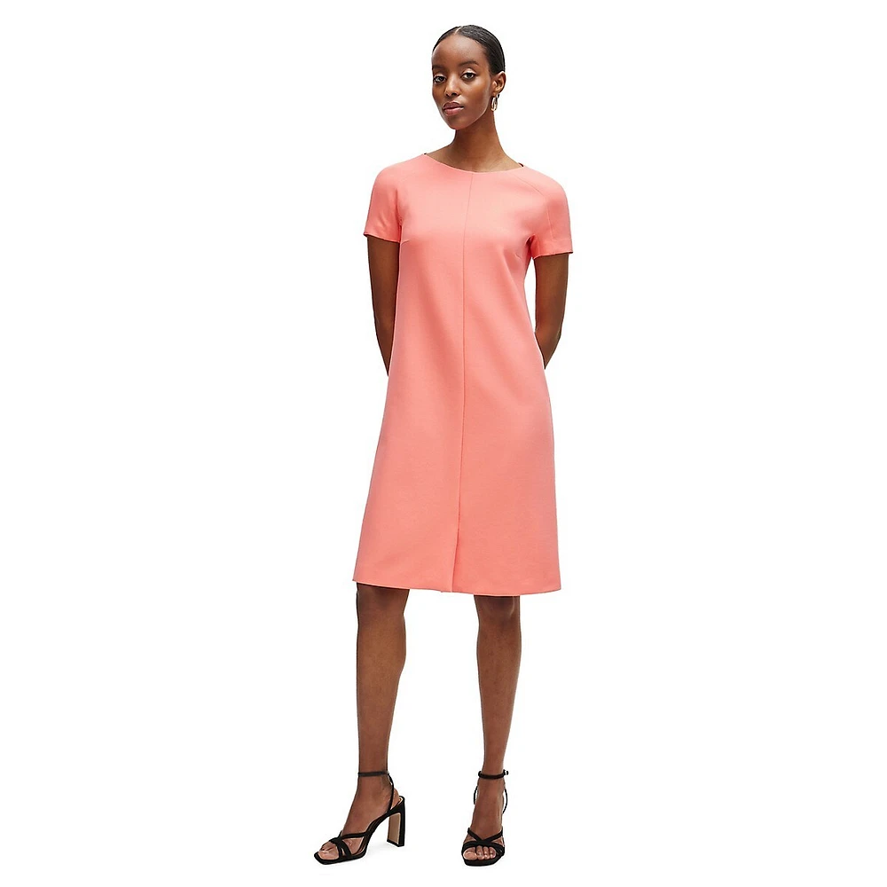 Short-Sleeve Boatneck Shift Dress