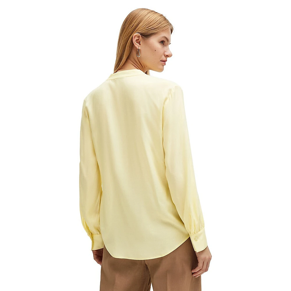 Notch-Neckline Lightweight Voile Blouse