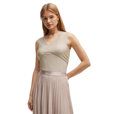 Plissé Pleated Jersey-Knit Sleeveless Top