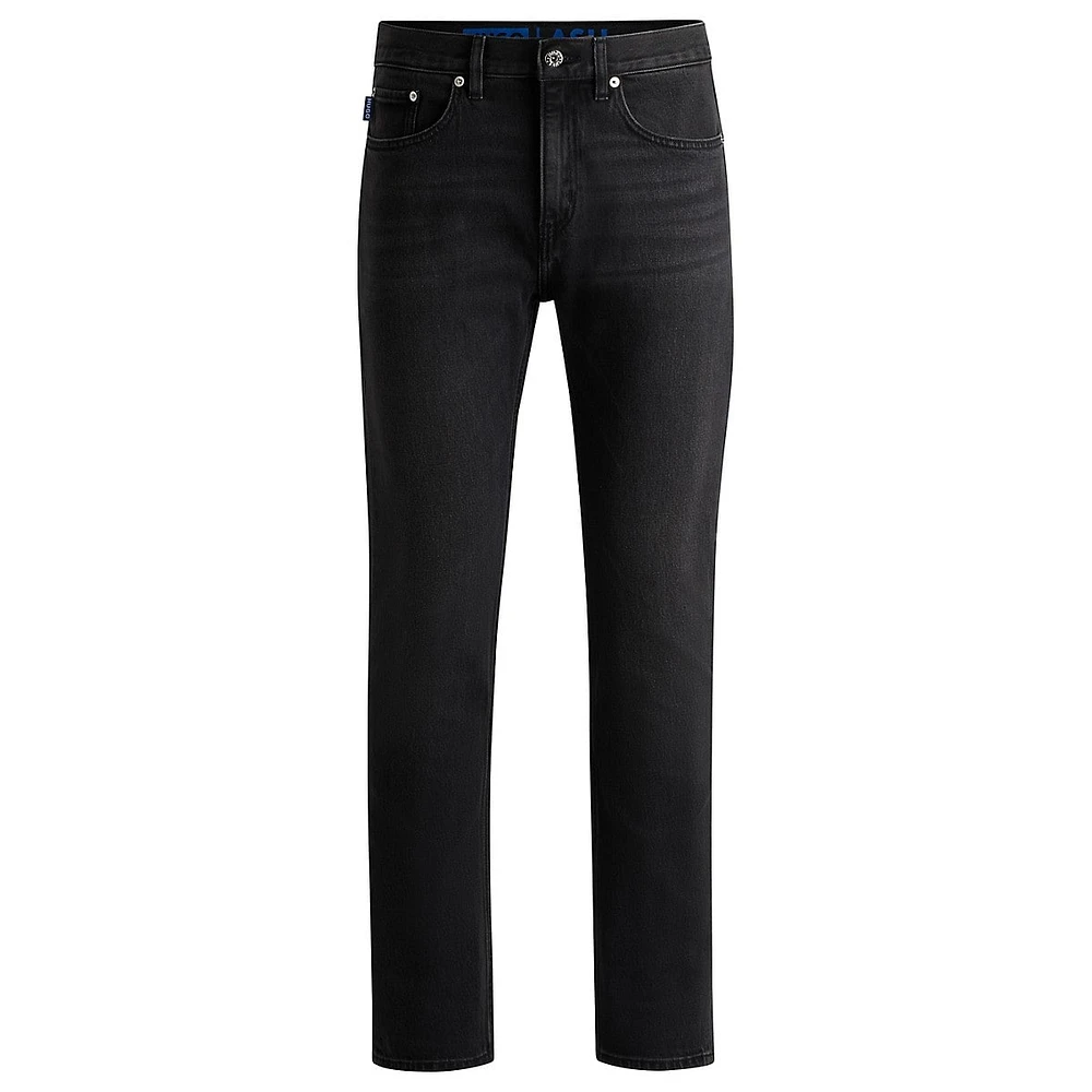 Slim-Fit Blue Logo Stretch-Denim Jeans