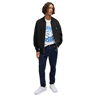 French Terry Blue Logo Zip-Up Bomber Sweatshirt