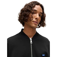 French Terry Blue Logo Zip-Up Bomber Sweatshirt