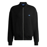 French Terry Blue Logo Zip-Up Bomber Sweatshirt