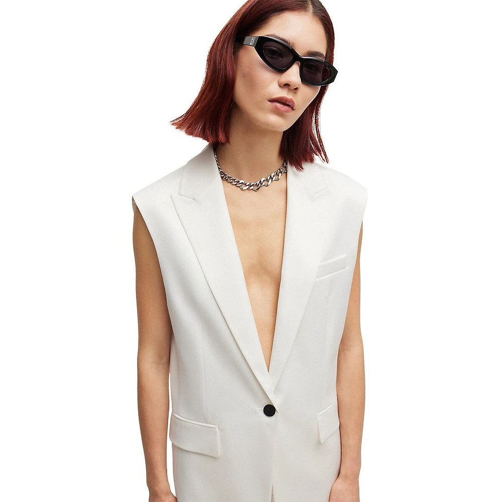 Oversize-Fit Sleeveless Stretch Blazer