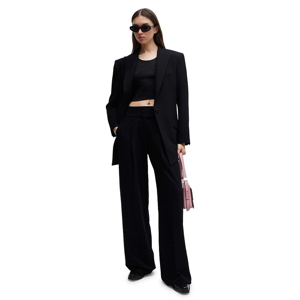 Straight-Leg Pleated Trousers