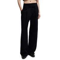 Straight-Leg Pleated Trousers