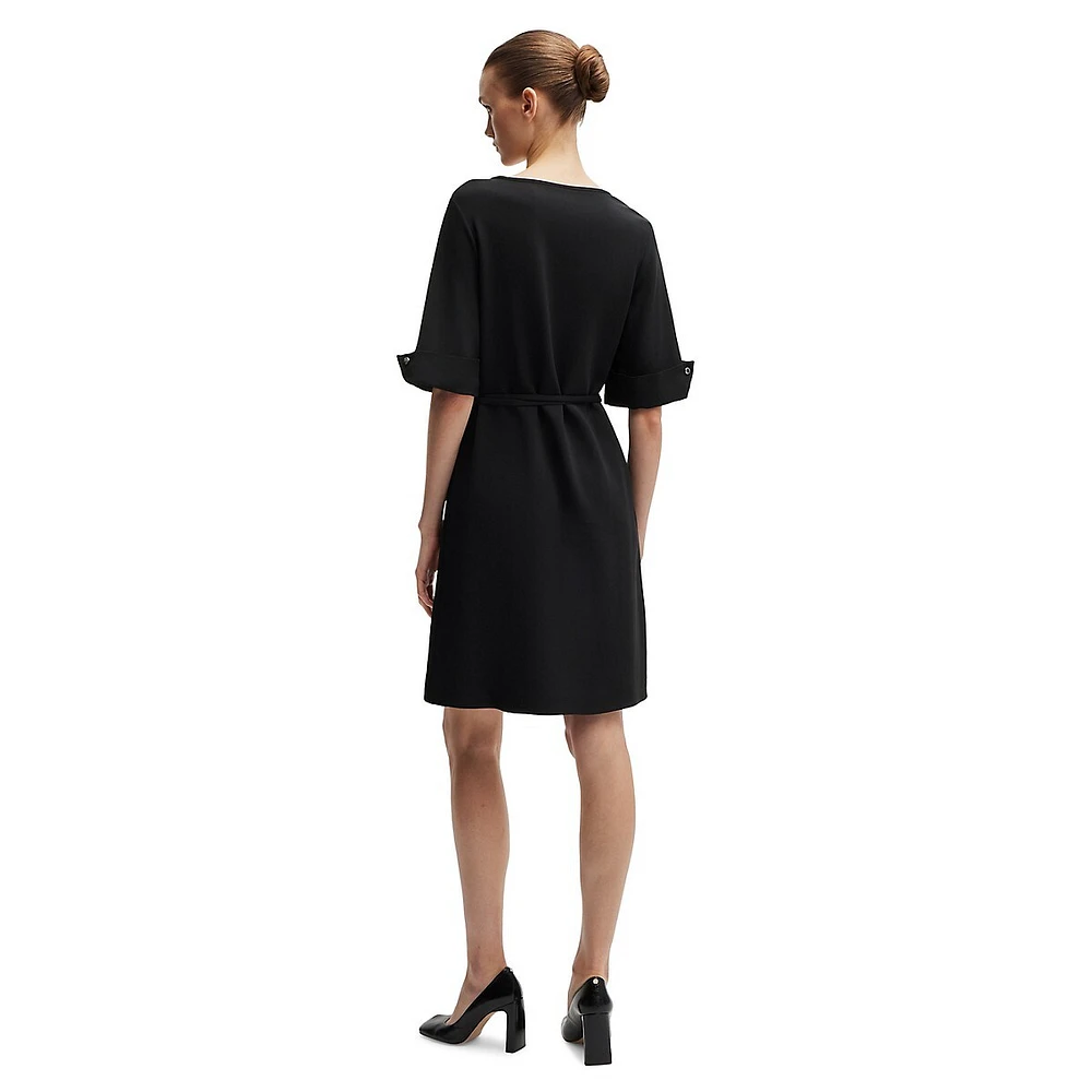 Tied Folded-Cuff Stretch Dress