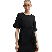 Tied Folded-Cuff Stretch Dress