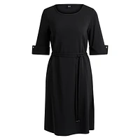 Tied Folded-Cuff Stretch Dress