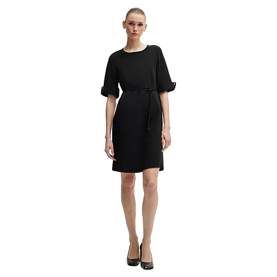 Tied Folded-Cuff Stretch Dress