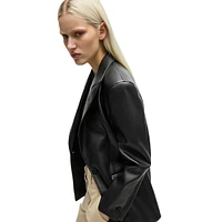 Oversized-Fit Faux Leather Blazer