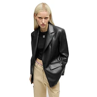 Oversized-Fit Faux Leather Blazer