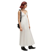 Cotton-Voile Maxi Dress With Smocking & Double Straps