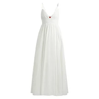 Cotton-Voile Maxi Dress With Smocking & Double Straps