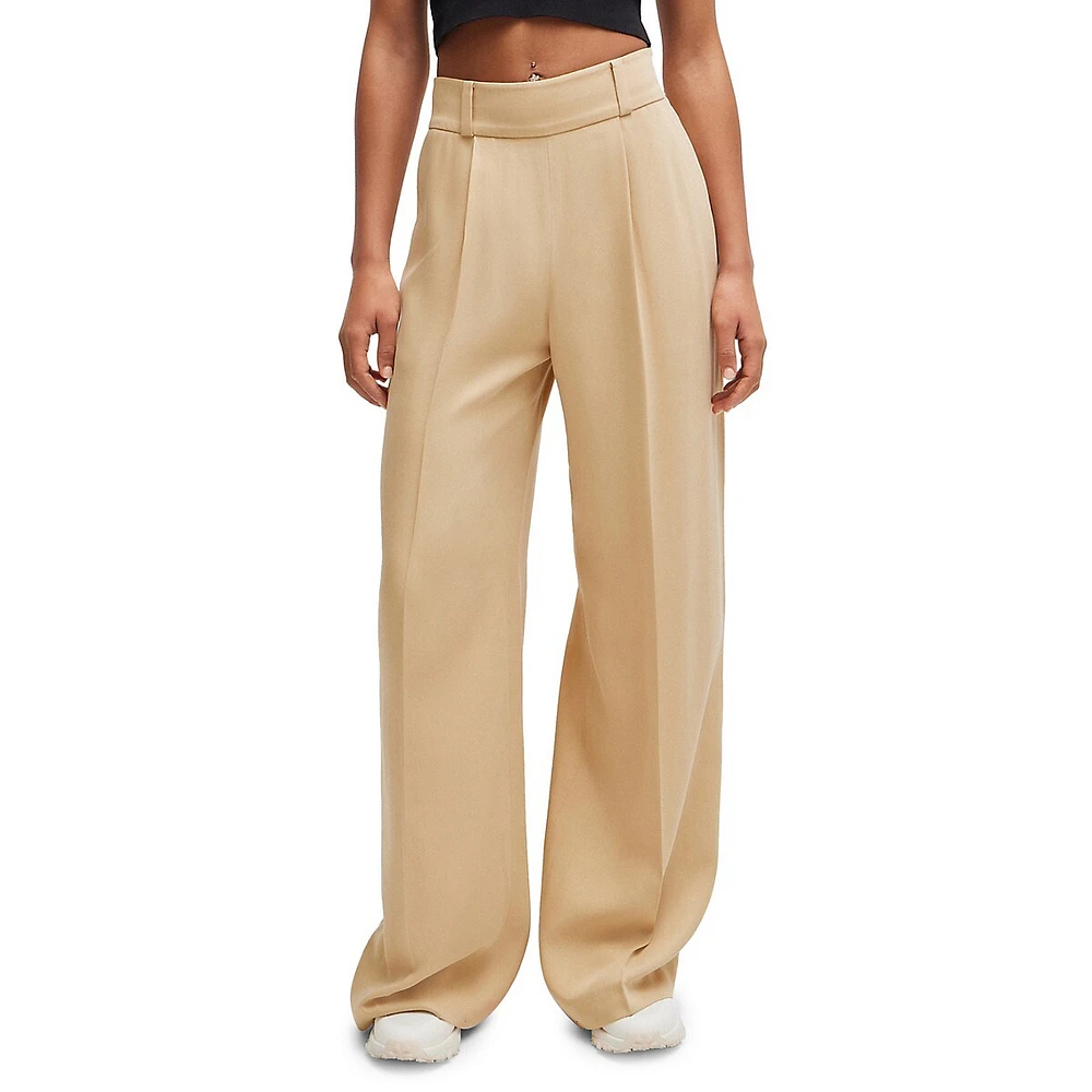 Relaxed-Fit Side-Zip Wide-Leg Trousers