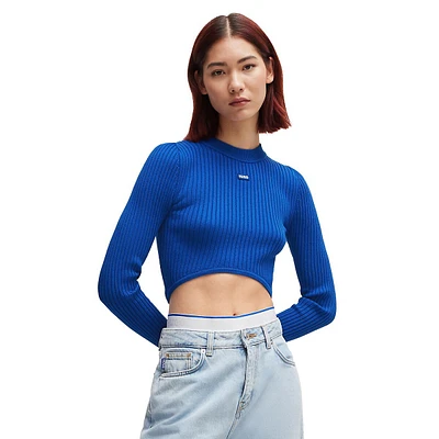 Slim-Fit Sweater With High-Cut Hemline