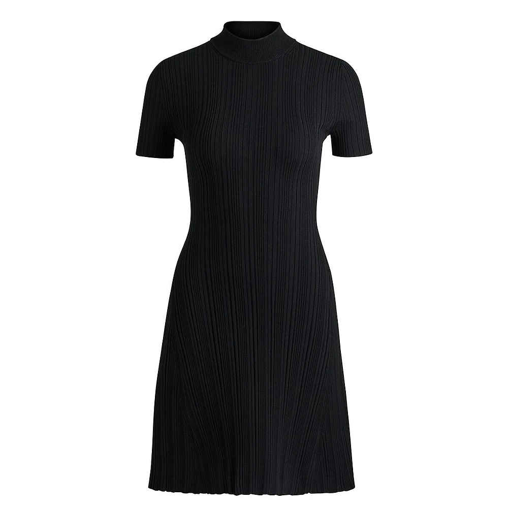 Slim-Fit Irregular-Rib Crepe Dress