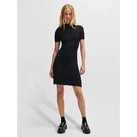 Slim-Fit Irregular-Rib Crepe Dress