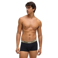 3-Pack Stretch-Cotton Trunks With Logo Waistbands