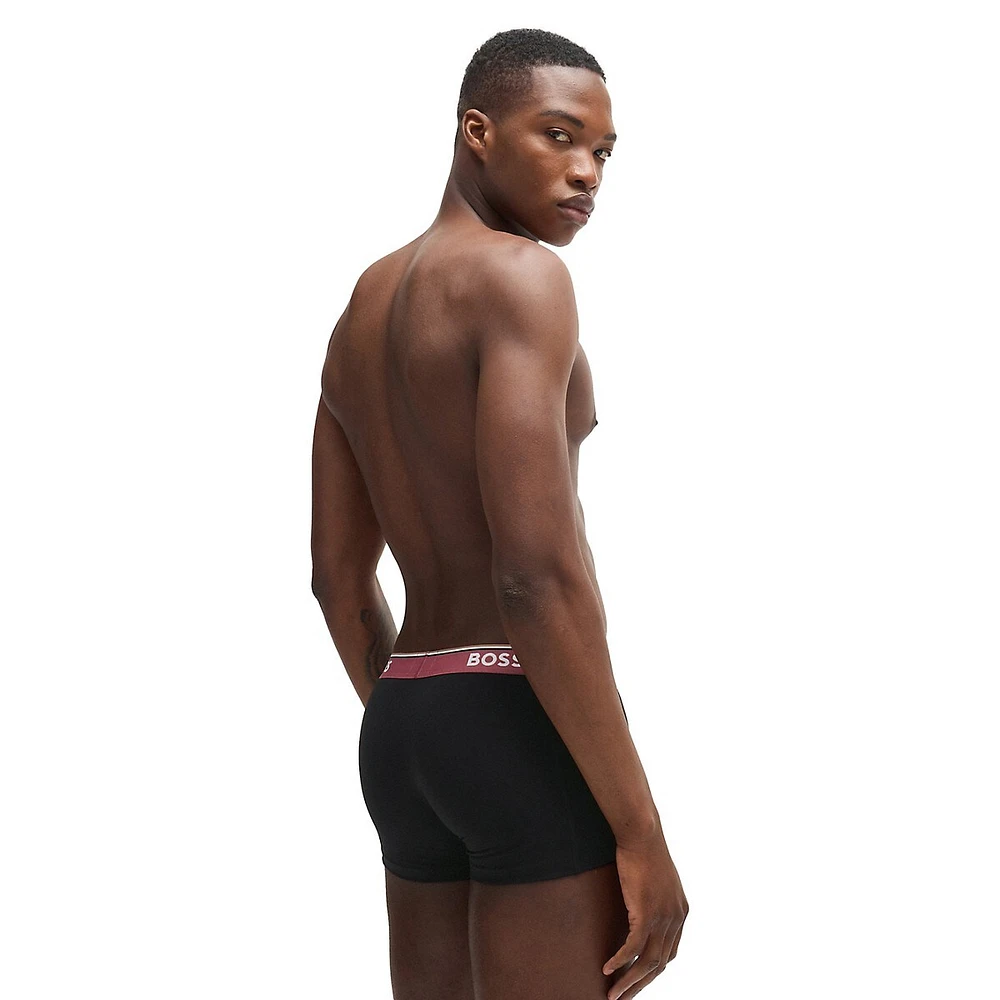 3-Pack Stretch-Cotton Trunks With Logo Waistbands