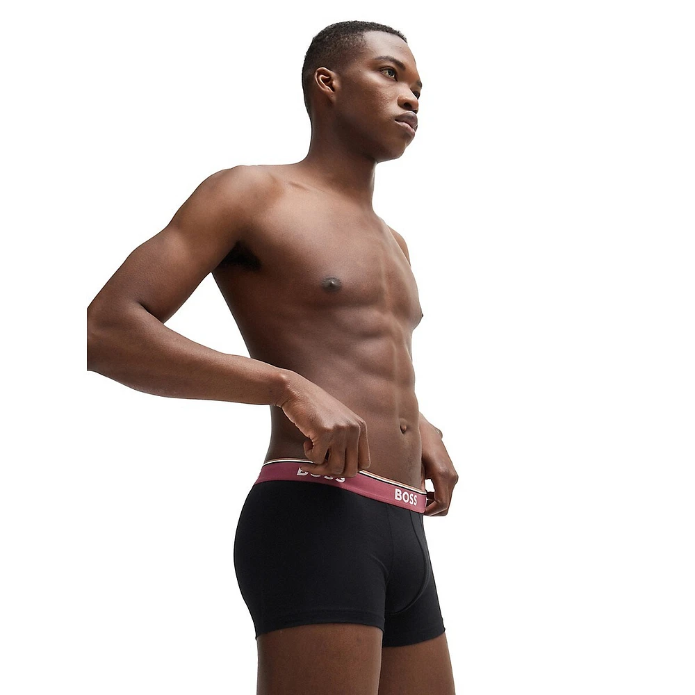 3-Pack Stretch-Cotton Trunks With Logo Waistbands