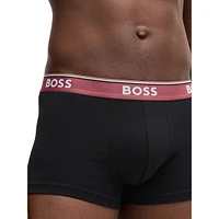 3-Pack Stretch-Cotton Trunks With Logo Waistbands