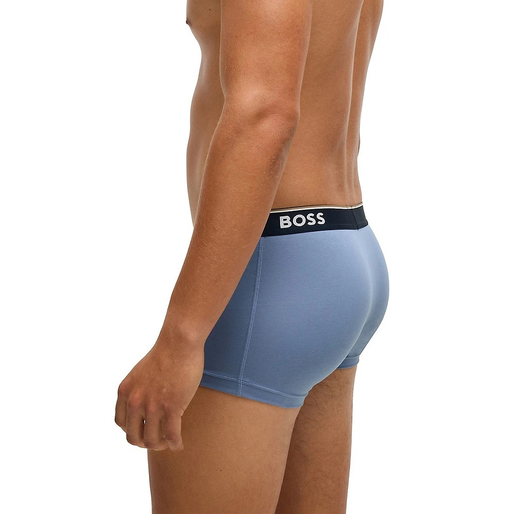 3-Pack Stretch-Cotton Trunks With Logo Waistbands