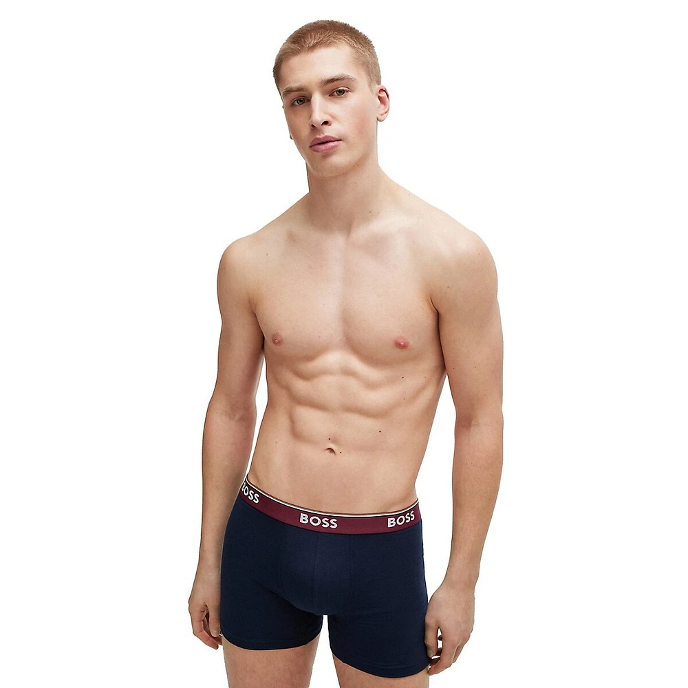 3-Pack Stretch-Cotton Boxer Briefs With Logo Waistbands