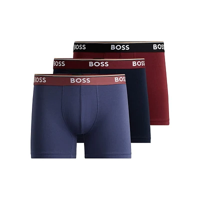 3-Pack Stretch-Cotton Boxer Briefs With Logo Waistbands
