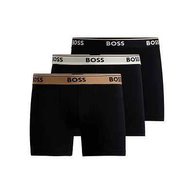 3-Pack Stretch-Cotton Boxer Briefs With Logo Waistbands