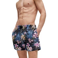 Tropical-Print Quick-Drying Swim Shorts