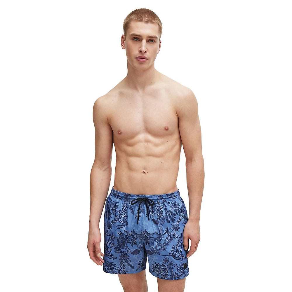 Undersea-Print Swim Shorts