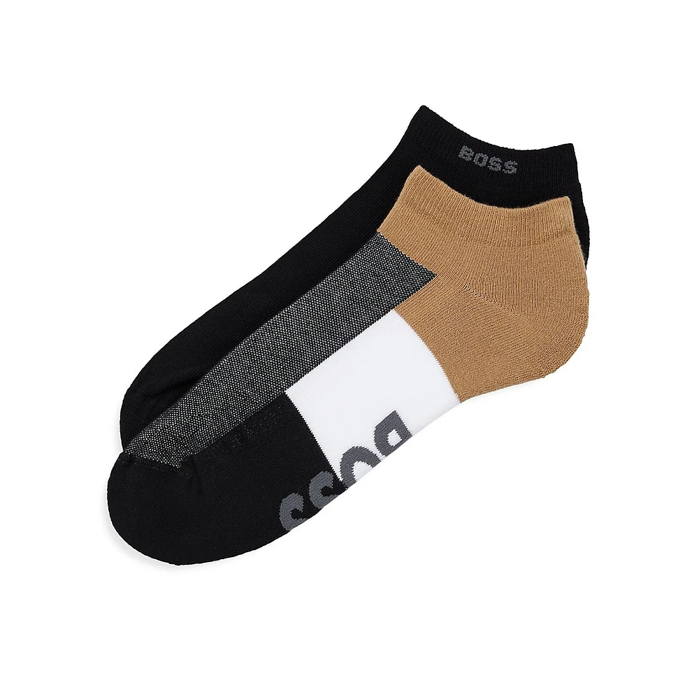 Two-Pair Cotton-Blend Ankle Socks